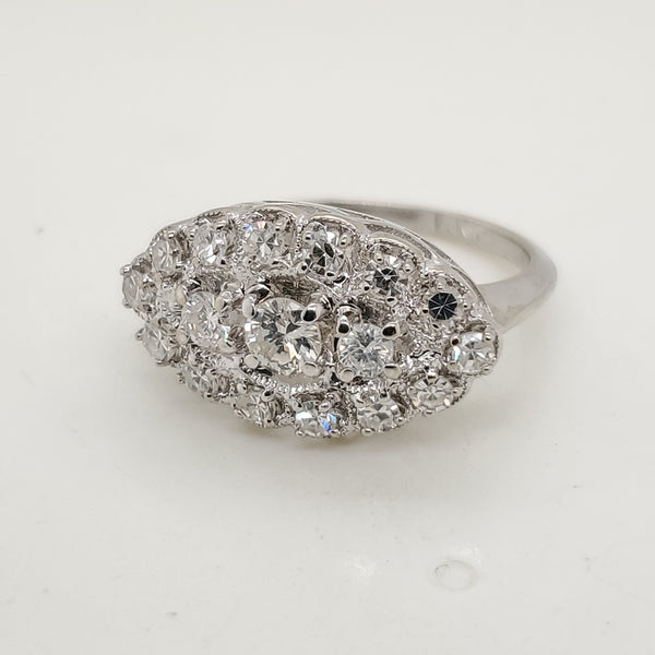 Vintage 14kt White Gold and Diamond Princess Ring