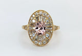 14K Yellow Gold Padparadscha Sapphire and Diamond Ring