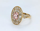 14K Yellow Gold Padparadscha Sapphire and Diamond Ring