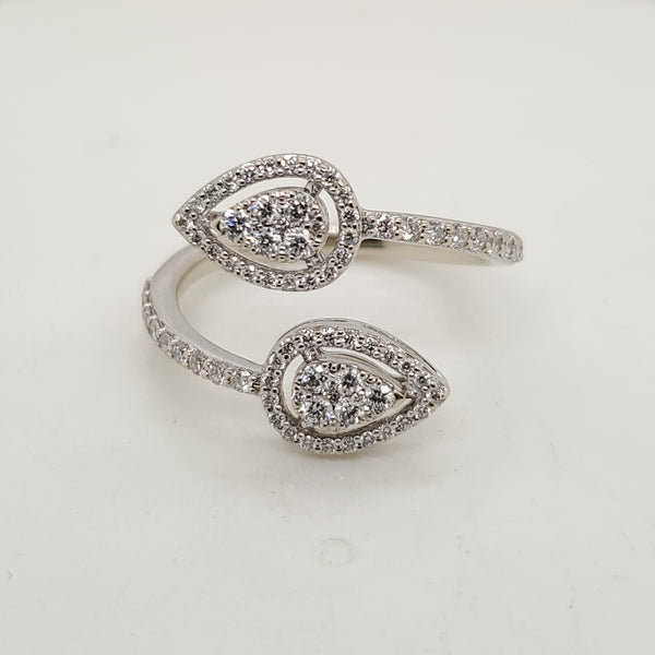18Kt White Gold Diamond Bypass Ring