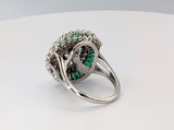 Platinum Emerald and Diamond Swirl Ring