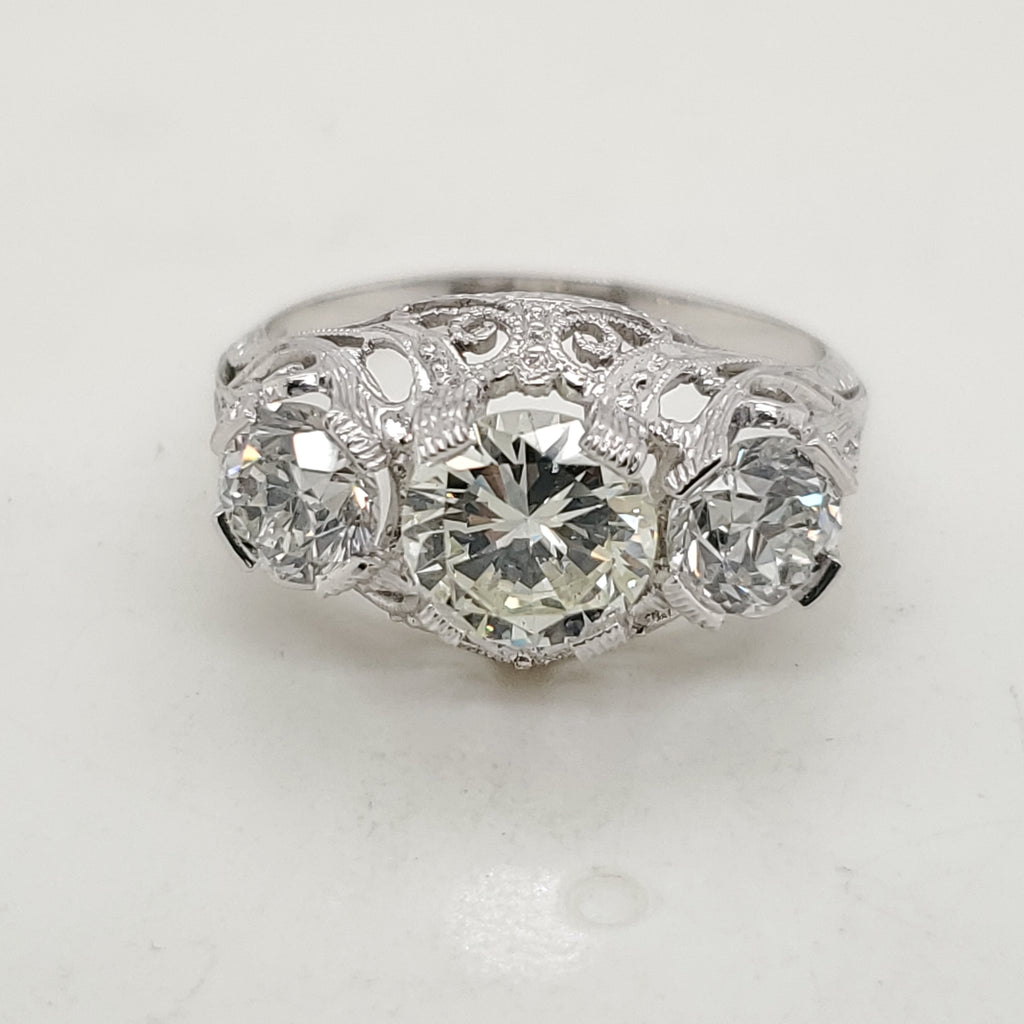 Art Deco Platinum Filigree Diamond Ring