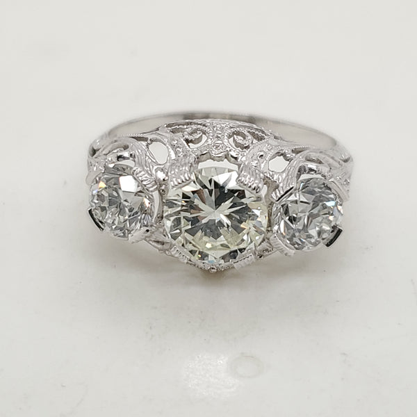 Art Deco Platinum Filigree Diamond Ring