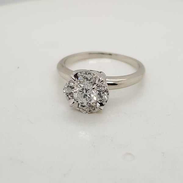 14kt White Gold Round Diamond Ring