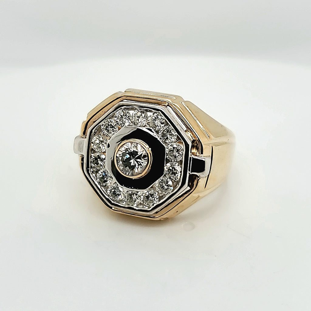 Mens 14kt Yellow Gold and Diamond Ring