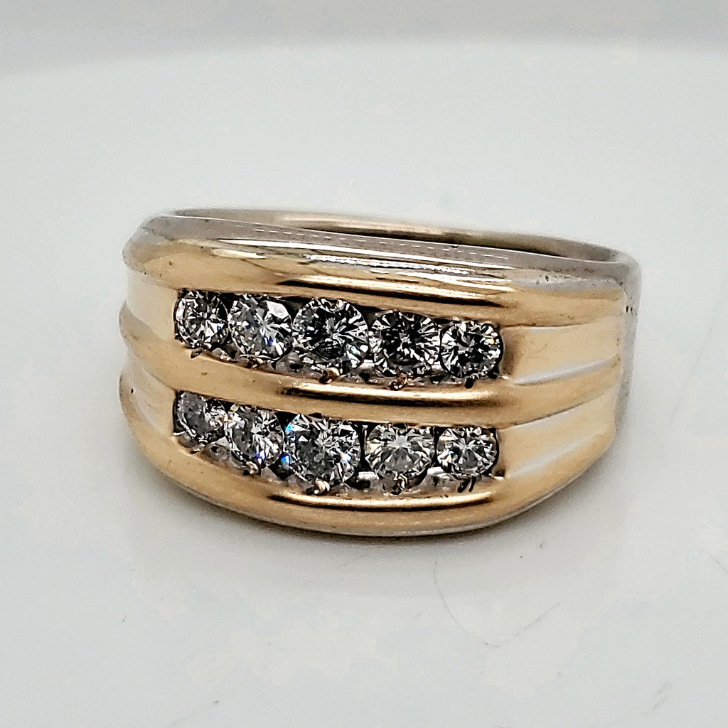 Mens 14kt Gold and Diamond Ring