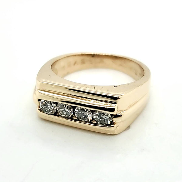 14Kt Gold And Diamond Mens Ring