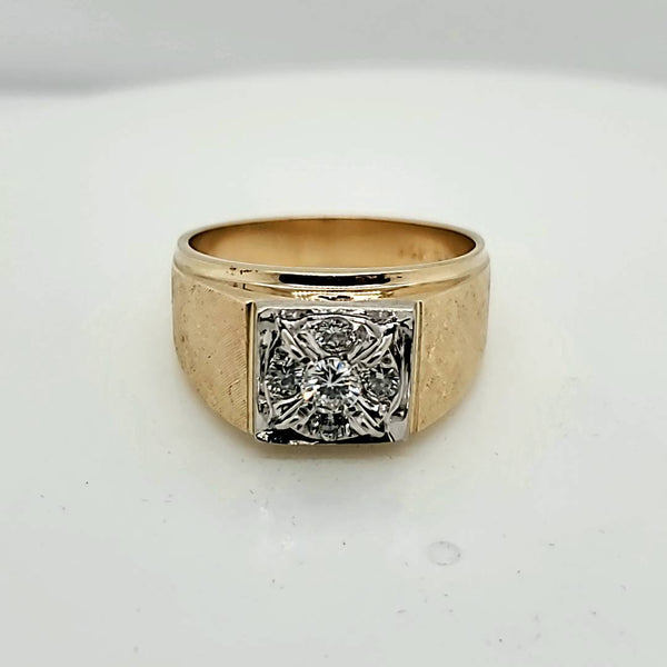 14kt Yellow Gold and Diamond Mens Ring