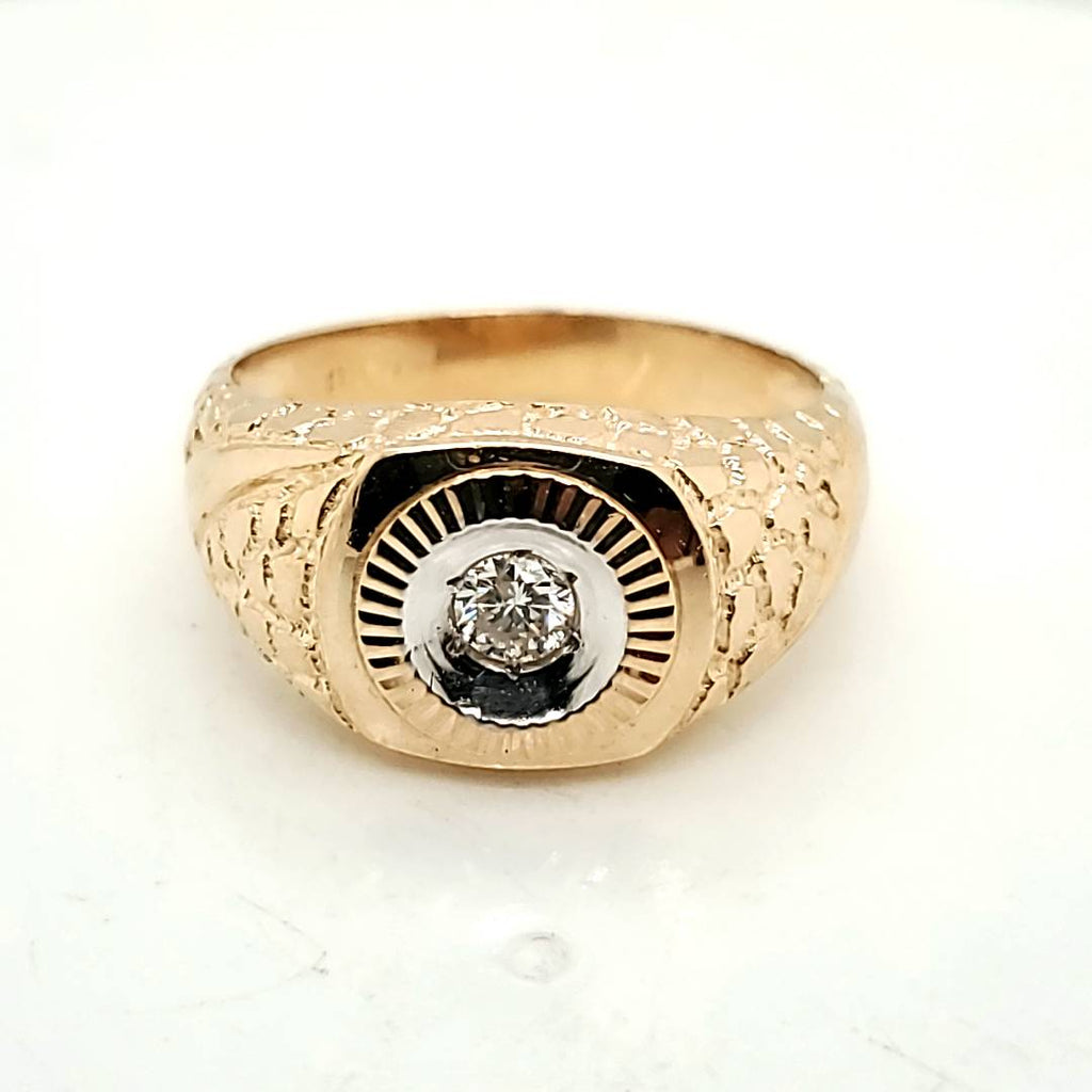 Mens 14kt Yellow Gold and Diamond Ring