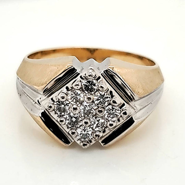 Mens 14kt Yellow Gold and Diamond Ring
