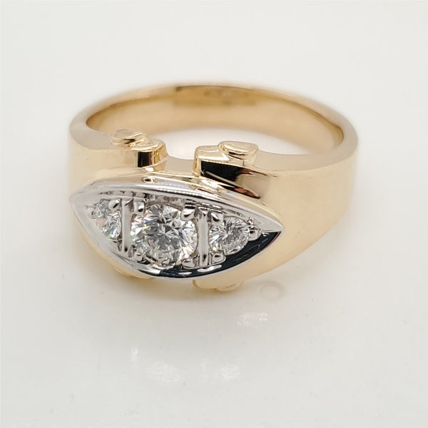 Vintage Mens 14kt Yellow Gold and Diamond Ring