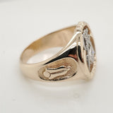 Vintage mid-century 10kt gold and diamond Masonic ring
