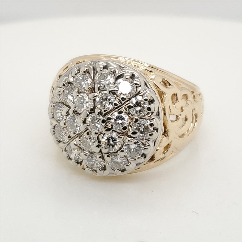 Mens 14kt Yellow G Kentucky Colonel Diamond Ring