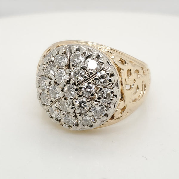 Mens 14kt Yellow G Kentucky Colonel Diamond Ring