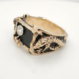 Mens 14kt Yellow gold Dragon and Snake Diamond Ring
