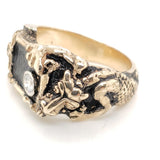 Mens 14kt Yellow gold Dragon and Snake Diamond Ring