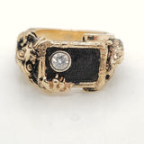 Mens 14kt Yellow gold Dragon and Snake Diamond Ring