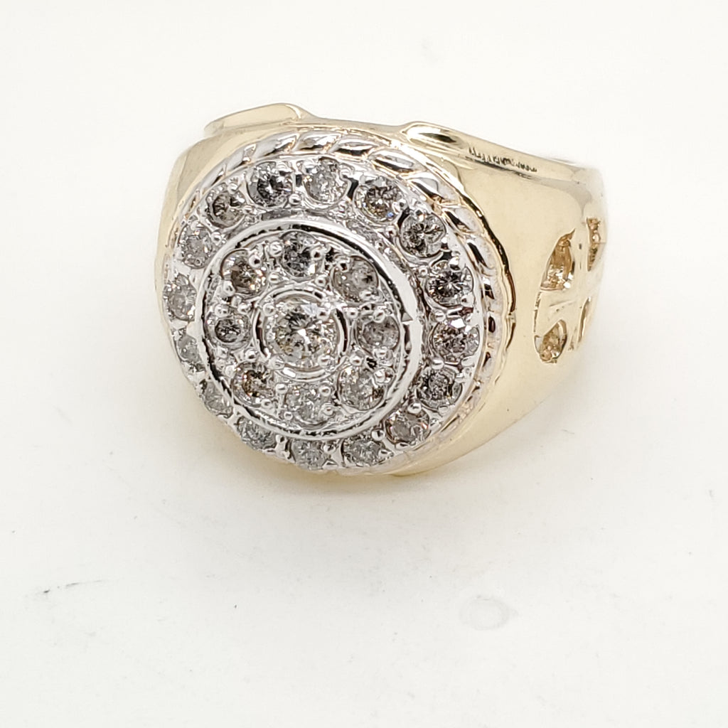 Mens 14kt Yellow Gold and Diamond Ring