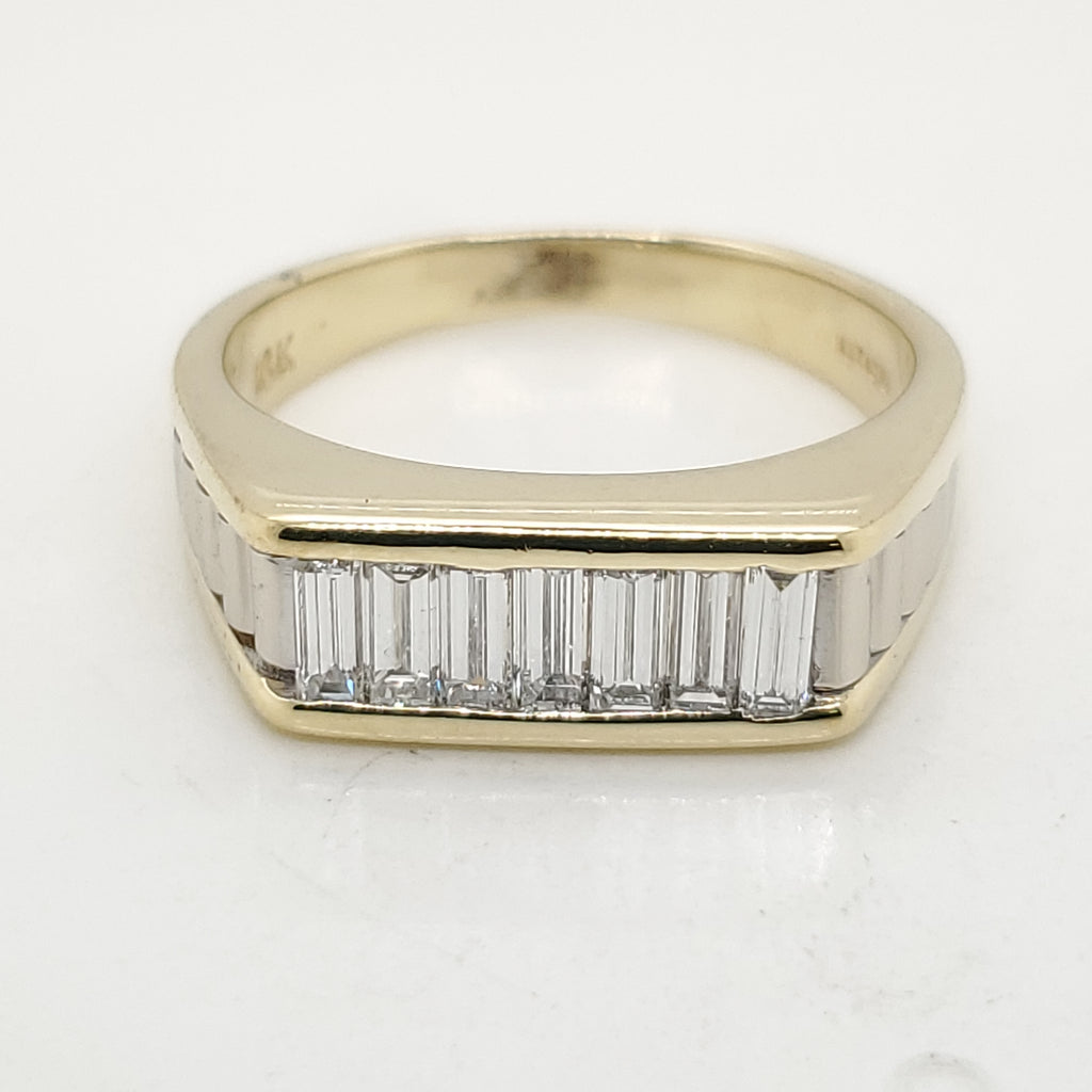 Mens 18kt Yellow Gold Baguette Cut Diamond Band Style Ring