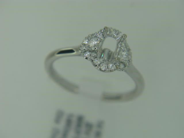 14kt white gold oval shape halo diamond semi-mount by Ziva.