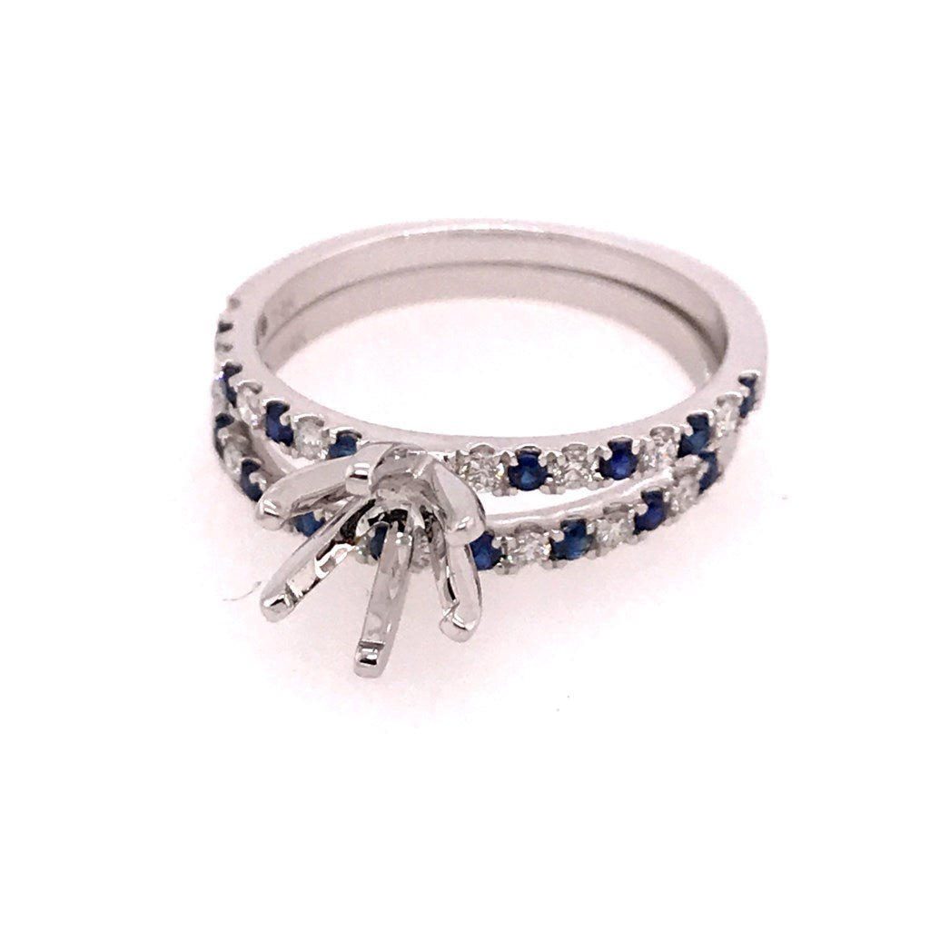 14kt white gold Diamond and Sapphire wedding set.