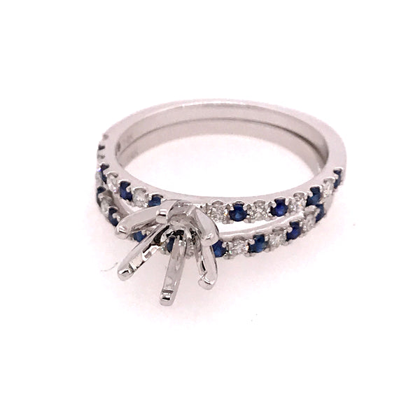 14kt white gold Diamond and Sapphire wedding set.