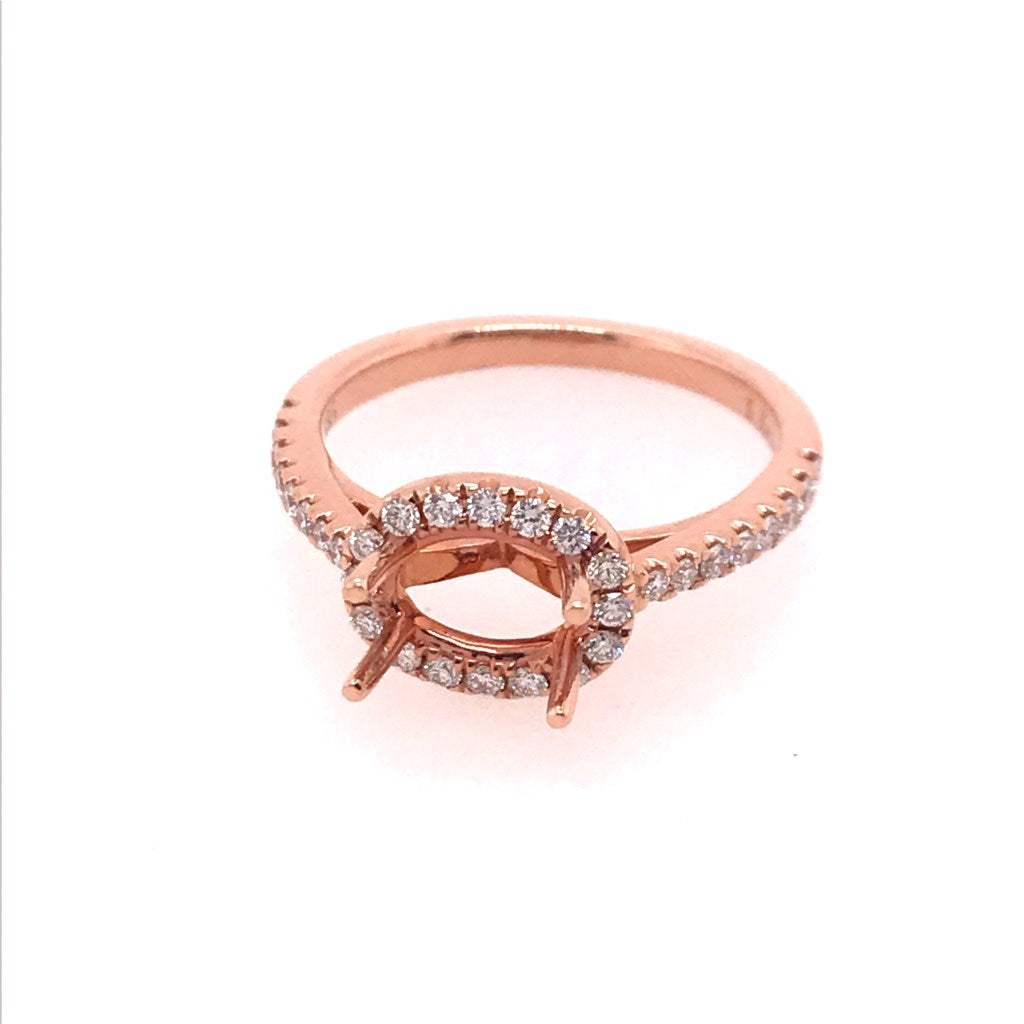 14kt Rose Gold Diamond Semi-mount.