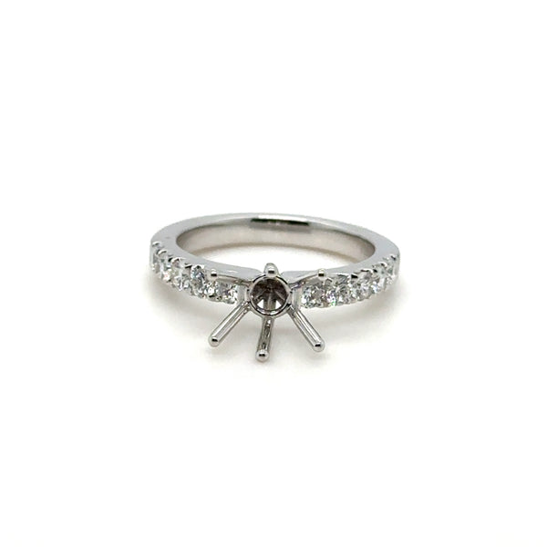 14kt white gold diamond semi-mount ring.