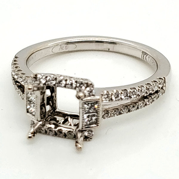 18kt white gold and diamond engagement ring mounting