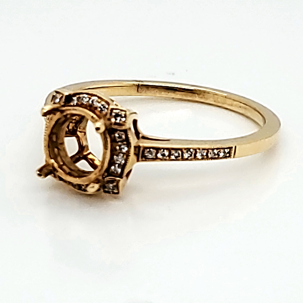 18kt yellow gold and diamond ring setting
