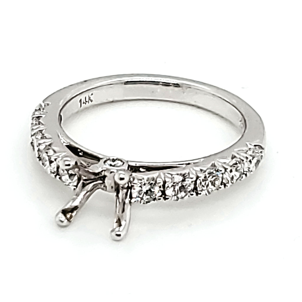 14kt white gold and diamond engagement ring setting