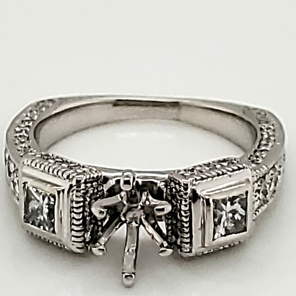 14kt White Gold and Diamond Engagement Ring Setting