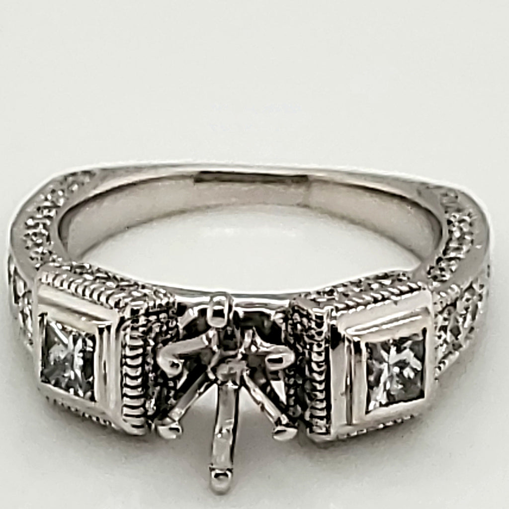 14kt White Gold and Diamond Engagement Ring Setting