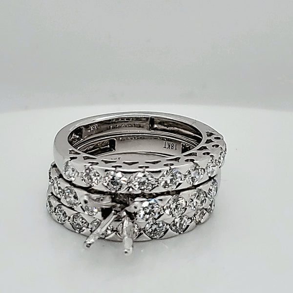 18kt White Gold Three Piece Wedding Set Mounting