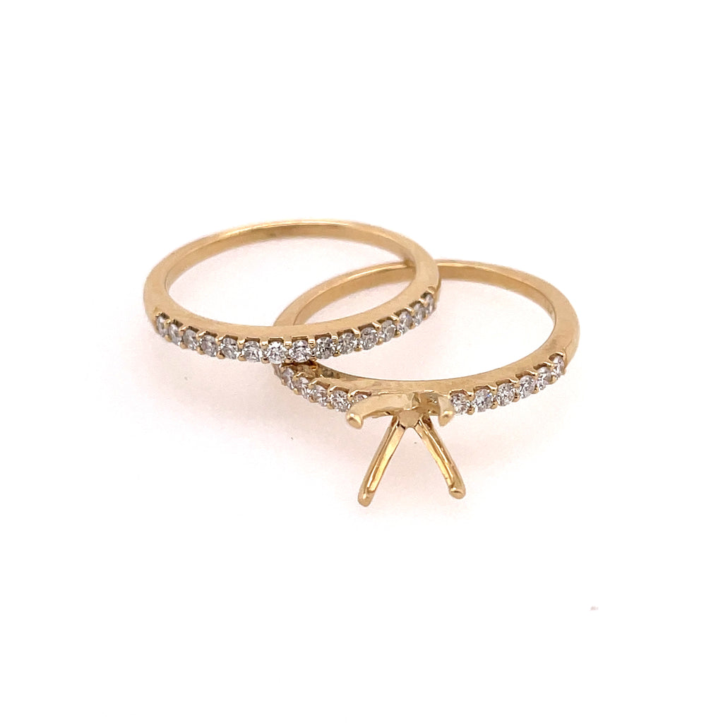 14kt Yellow Gold Diamond Mounting And Matching Band