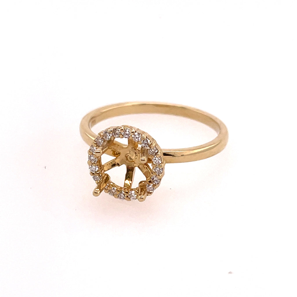 14kt Yellow Gold Diamond Halo Semi-Mount