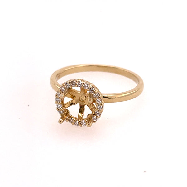 14kt Yellow Gold Diamond Halo Semi-Mount