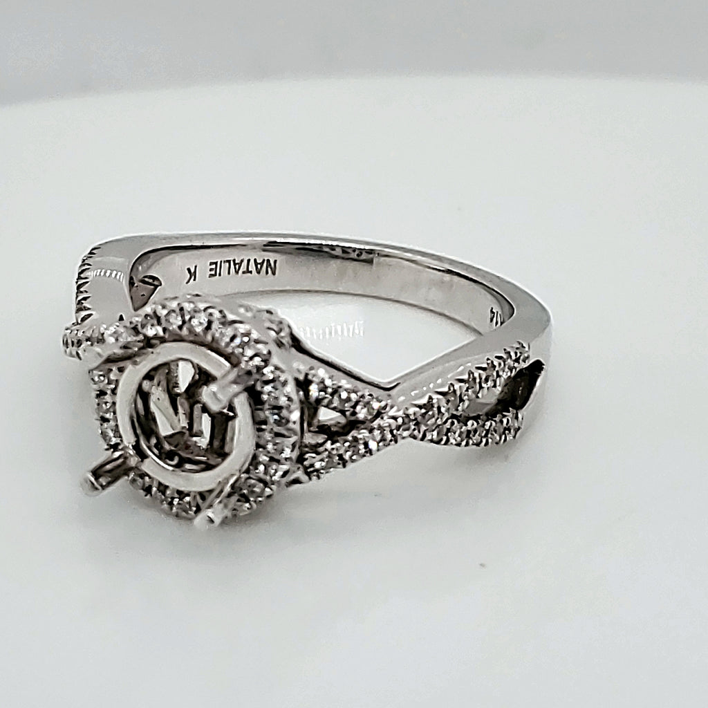 14kt White gold and Diamond Engagement Ring Mounting