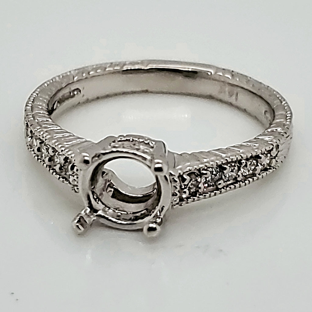 14kt White Gold Diamond Engagement Ring Mounting