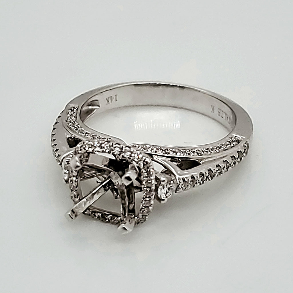 14kt White Gold and Diamond Engagement Ring Mounting