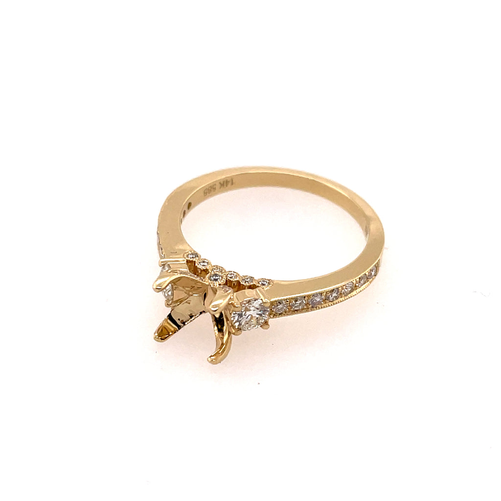 14Kt Yellow Gold Diamond Semi-Mount Ring