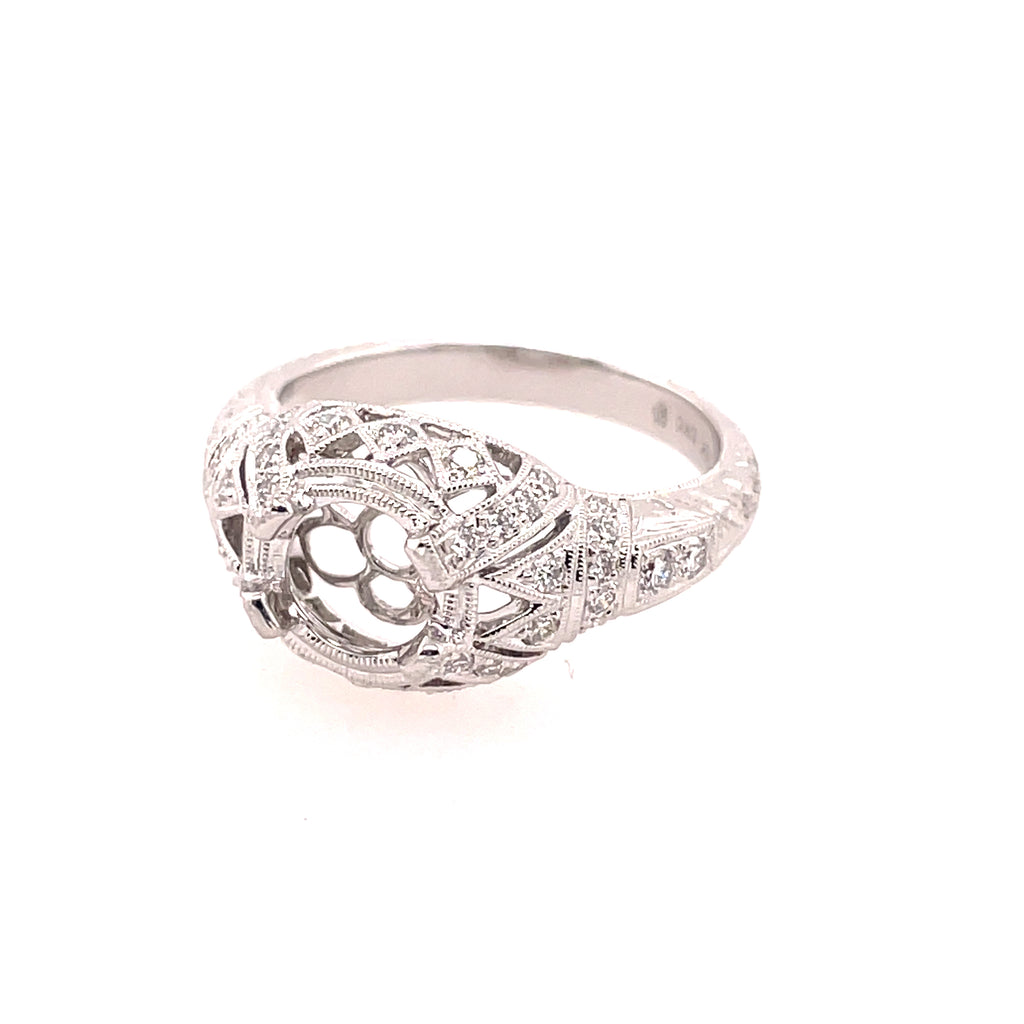 18kt White Gold Diamond Filigree Mounting