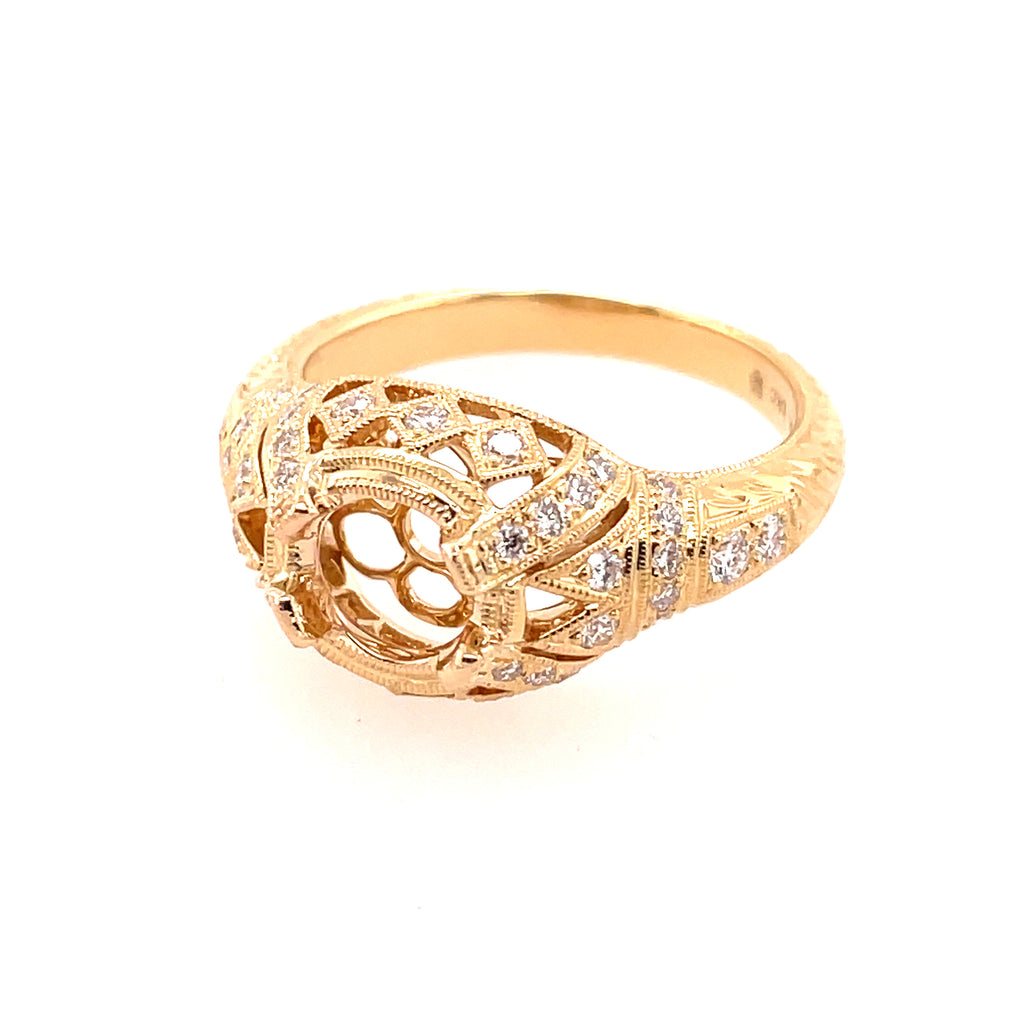 18kt Yellow Gold Diamond Filigree Mounting