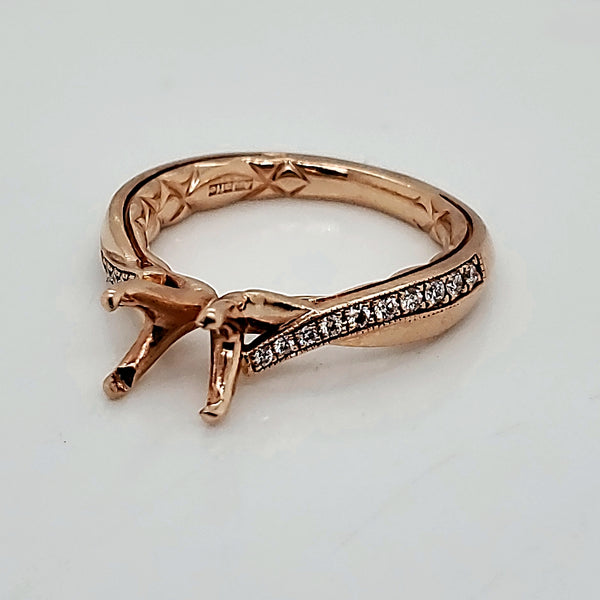 14kt Rose Gold and Diamond Engagement Ring Mounting