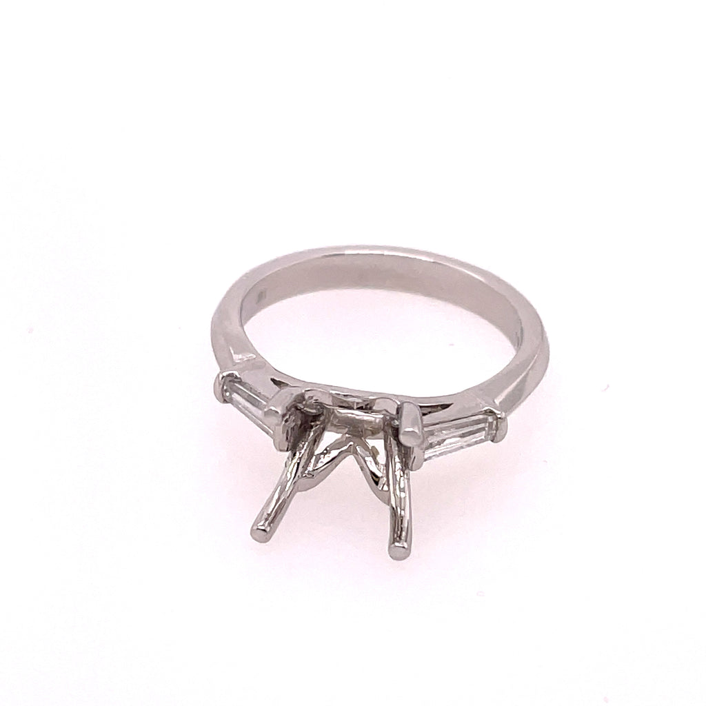 14kt White Gold Three Stone Diamond Semi-Mount Mounting