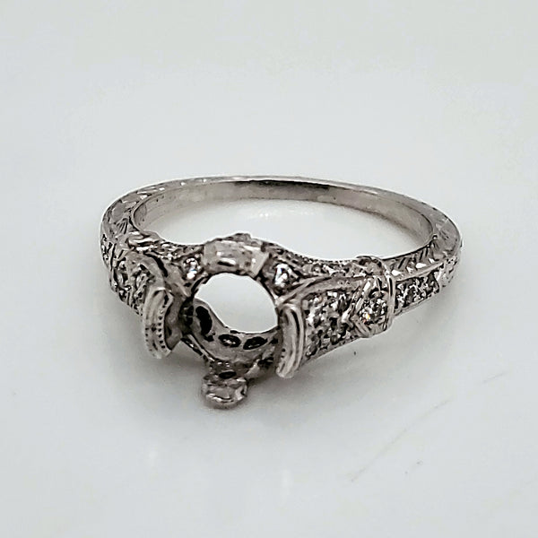 Modern Art Deco Style Platinum and Diamond Engagement Ring Setting