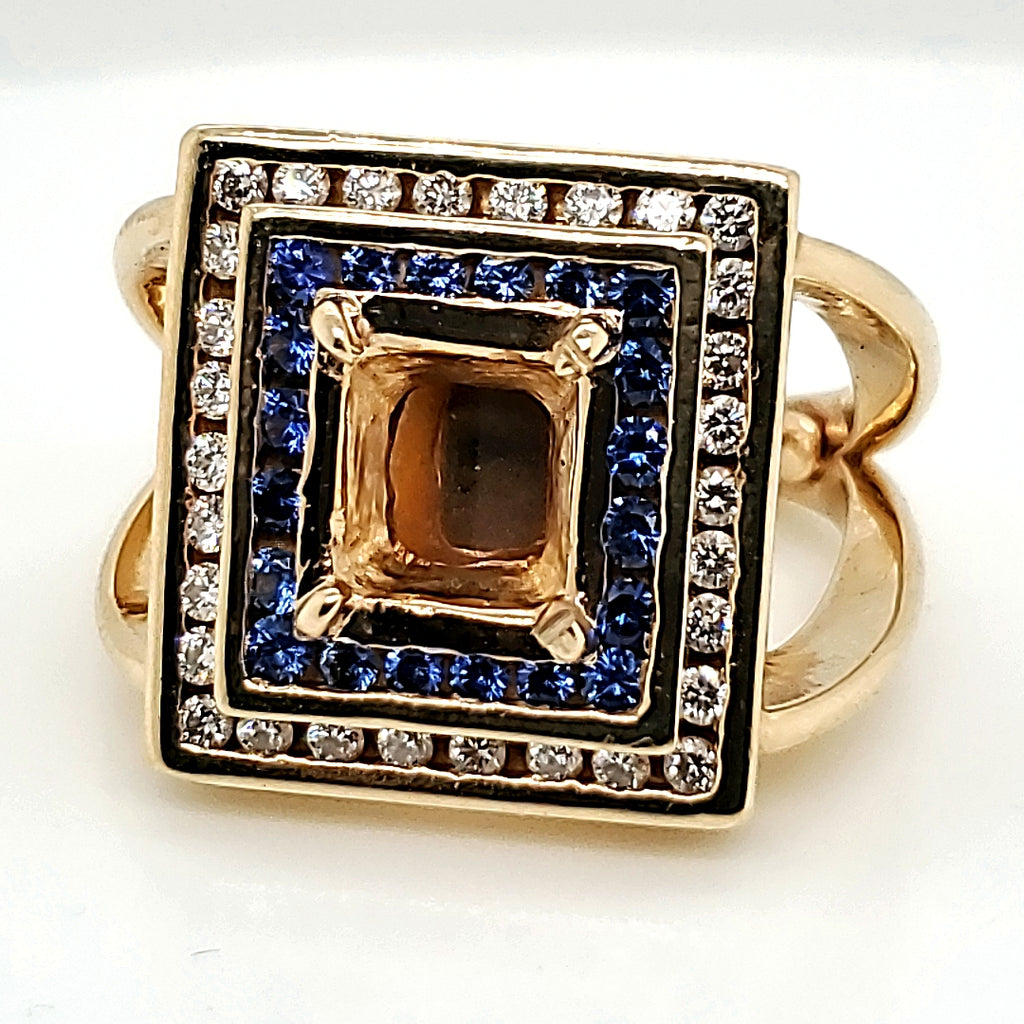 14kt Yellow Gold Diamond and Sapphire Mounting