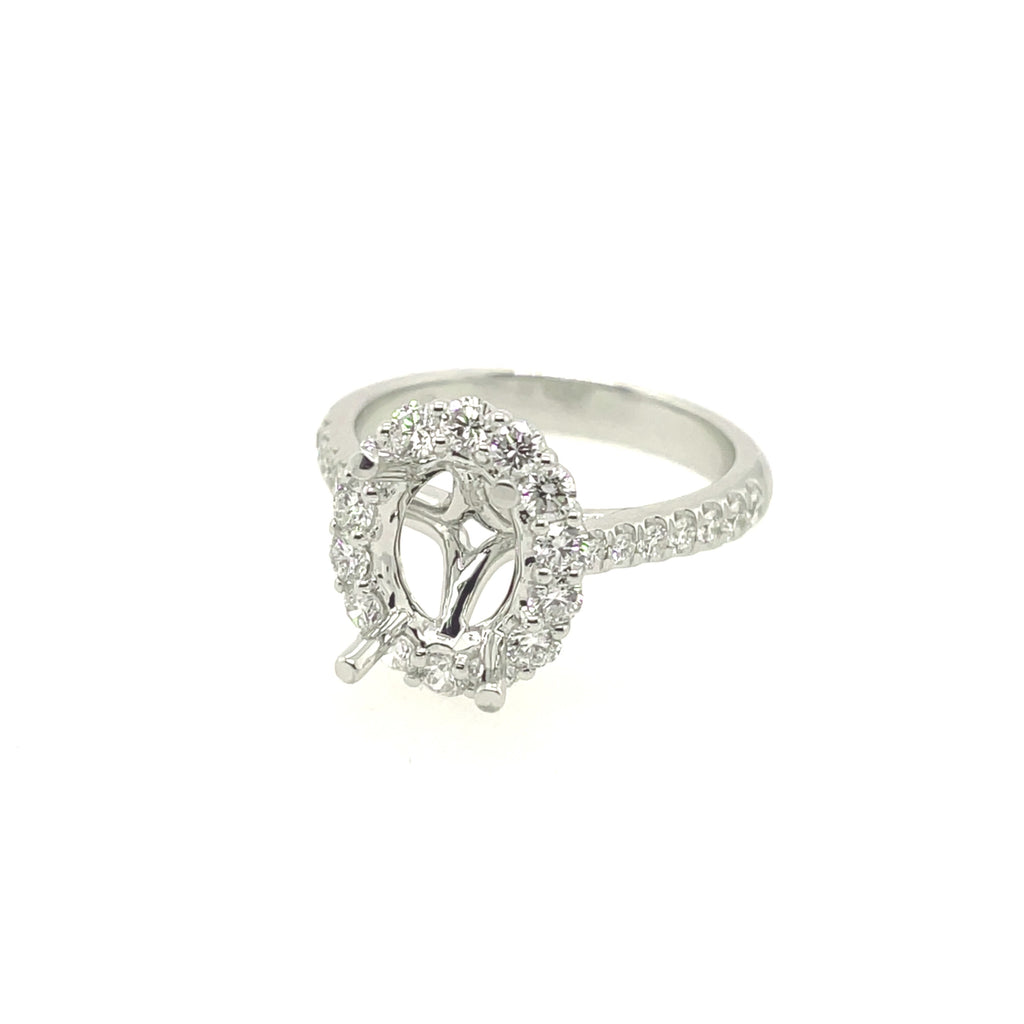 14kt White Gold Oval Diamond Semi-Mount