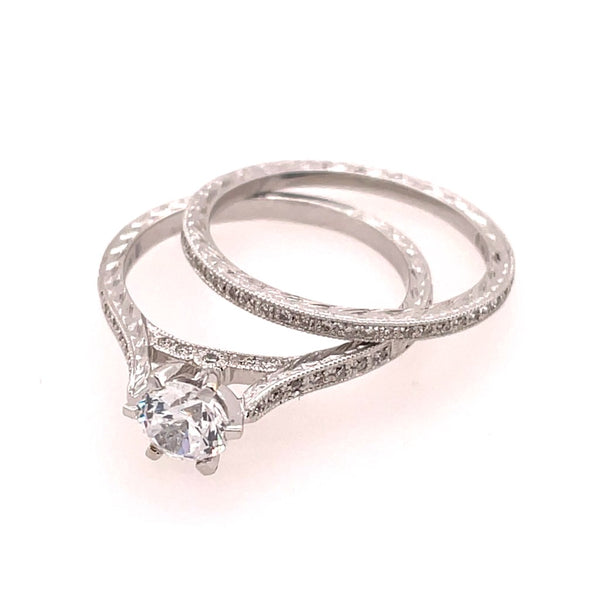 18kt White Gold Diamond Semi-mount And Matching Band