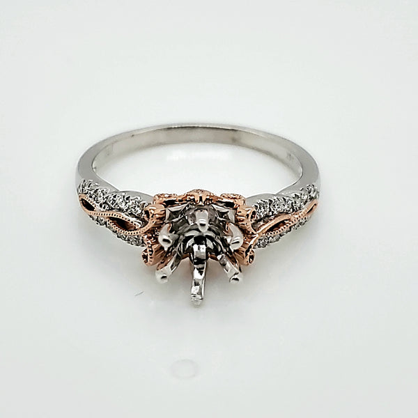 14kt White and Rose Gold Engagement Ring Mounting